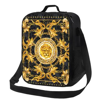 Луксозна чанта за обяд в стил на европейския барок с термоизолированием, Женски Преносим Контейнер за обяд, за къмпинг, за пътуване, за съхранение на Bento, кутия за храна