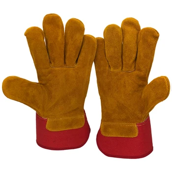 Ново записване, работни ръкавици от телешка кожа, мъжки работни заваръчни ръкавици, защитни, спортни мото-износоустойчиви ръкавици NG7033