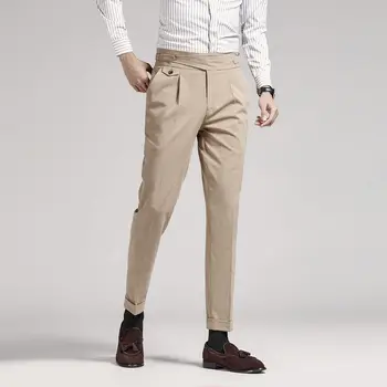 Мъжко пролетно-есенна мода, бизнес ежедневни панталони в ретро стил, костюмные панталони, мъжки ластични преки официални панталони плюс размер C11