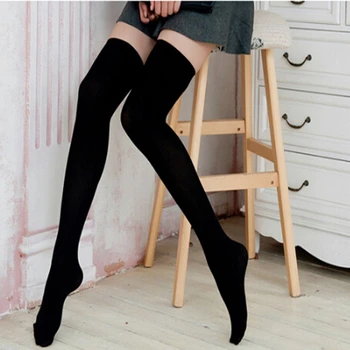 1 чифт, Новост, Горещи Мини-женски Модни Непрозрачни Чорапи Над Коляното, Високи Еластични Секси Чорапи Черно/Бял на цвят, чорапи Над коляното