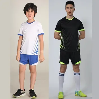 Детска футболна фланелка на индивидуален дизайн за момчета футболен отбор, черна футболна форма, спортен костюм за възрастни, Риза, къси Панталони, комплекти