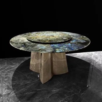 Минималистичен домакински кръгла маса от мрамор, Луксозна запалка Луксозна Кръгла маса за хранене в хола