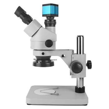 Професионален 7 - кратно - 45-кратно промишлен тринокулярный стереомикроскоп с постоянното увеличаване на, камера, HDMI, USB за ремонт на телефони