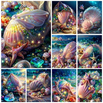 Пълна Картина на Диамантена Fantasy Shell Romantic Beach 5D Сам Бродерия Новата Колекция на Кристал Crafts Cross Stitch Art Kit GG417