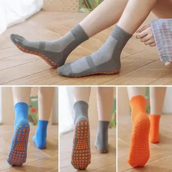 Есенно-зимни чорапи, нескользящие чорапи на пода, модни чорапи за възрастни със силиконови точки, топли чорапи за батут, семейни ски-бягане, колоездене, памучни чорапи