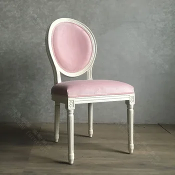 Европейският маса за хранене, стол за кухня Princess Ins, столове за грим, скандинавски средиземноморско ретро стол от слонова кост, бяло кресло за отдих, мебели за дома