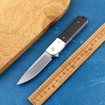 Джобен нож N690 с острие от въглеродни влакна + отломки дръжка, ловен преносим остър нож EDC, инструмент за плодове