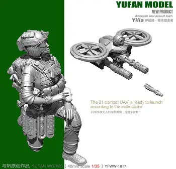 Модел Yufan 1/35 Набор от Модели Войник от Смола, Статуетка на американската Жена-Пилот И Беспилотника YFWW35-1817