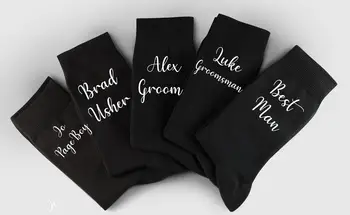 Персонализирани Сватбени Чорапи Чорапи за Сватбени партита Необичаен Стил на Шрифта С Потребителски Име, Отпечатана на Чорапи Младоженеца, Кума Чорапи
