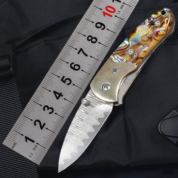 Дамасский сгъваем нож за оцеляване на открито, на къмпинг, удобен за переноске, мини-инструменти за защита на ЕРП