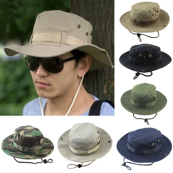 Нови широкополые шапки, военен камуфлаж в стила на джунглата, шапка Боб Бони, Риболов, Къмпинг, барбекю, памучен шапка за катерене
