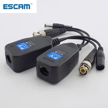 ESCAM 1 чифт (2 елемента) Пасивни Конектори радиоприемник ВИДЕОНАБЛЮДЕНИЕ Coax BNC Power Video Balun с rj-45 конектор BNC за камера видеонаблюдение