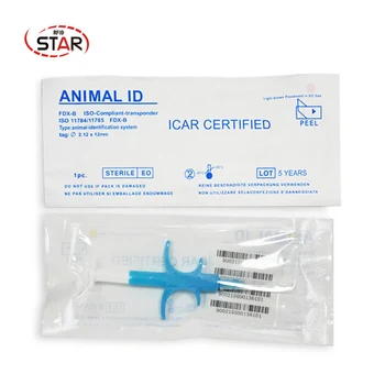 100шт 1,25*7/1,4*8/2*12 мм биостеклянный животните с микрочип pet-транспондер за идентифициране на импланти кучето със спринцовка