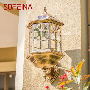 SOFEINA, Уличен слънчев Ретро, с монтиран на стената лампа, led Водоустойчива класически стенни лампи, Лампа за декорация на верандата на къщата