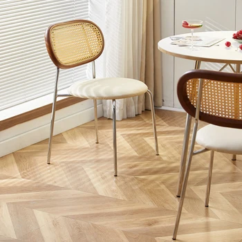 Дизайнерски стол за интериора в скандинавски стил от ратан, Трапезария за възрастни, Мобилни столове за почивка, Градинска мебели за дома, Мебели за улицата, WXH30XP