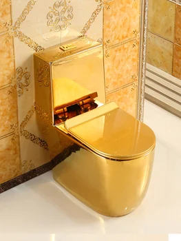 Стил Златен тоалетна чиния Индивидуалност, Творчество Керамични супер хидромасажен Водосберегающий дезодорант Луксозен тоалетна чиния Цветен тоалетна чиния