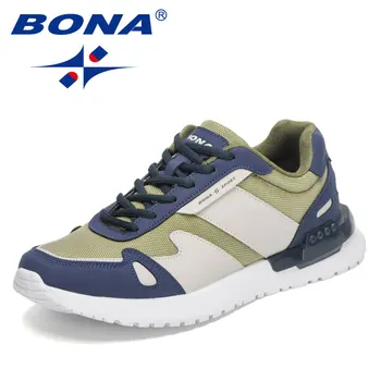 BONA 2023 нови обувки, Мъжки обувки, за разходки на открито Мъжки ежедневни леки маратонки Обувки за почивка Удобна здрава подметка