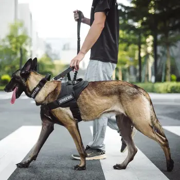 Тактическа шлейка за кучета, военен жилетка за немски овчарки K9, комплект за дресура на кучета, шлейка и каишка за малки, Средни и големи кучета