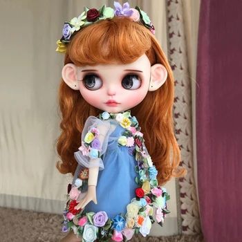 1 комплект елегантно рокля с цвете фея и панделка за коса за Blyth, Azone, Licca 1/6, аксесоари за кукольной дрехи