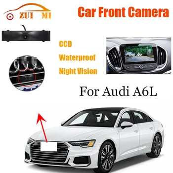 Изглед отпред на автомобила Паркинг CCD камера за нощно виждане с логото на Широка 170 ° водоустойчива за Audi A6L 2016-2019
