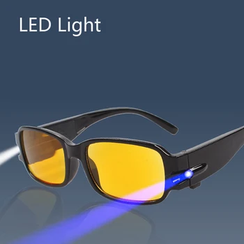 Очила за четене с led осветление Жълт цвят +1.00 +1.50 +2.00 +2.50 +3.00 +3.50 +4.00 Нощни пресбиопические очила с диоптриями