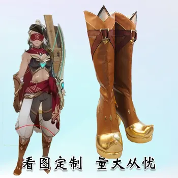 Genshin Impact Eremite/ обувки за cosplay Scorching Loremaster от изкуствена кожа, за жени и момичета, обувки Eremite Galehunter за парти на Хелоуин