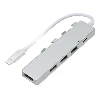 Хъб Type C C USB хъб, Компактен преносим 5 интерфейс, бърза скорост на зареждане, щепсела и да играе, широко съвместима пренос на данни със скорост 5 Gbit/s за лаптоп