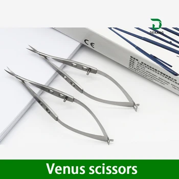 Микроскопичен инструмент 10 см Ножици за очите на Венера от неръждаема стомана, малки ножици за пилот на кръвоносните съдове на животните