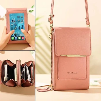 3 стил, дамска чанта, портмоне от мека кожа, в чантата за мобилен телефон със сензорен екран, чанта през рамо, чанта за рамо за една дама