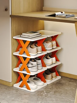 Штабелируемая стойка за обувки Многопластови пластмасови шкафове за обувки Артефакт за съхранение на Спестяване на пространство за съхранение, полици за баня 6 слоя Органайзер за обувки