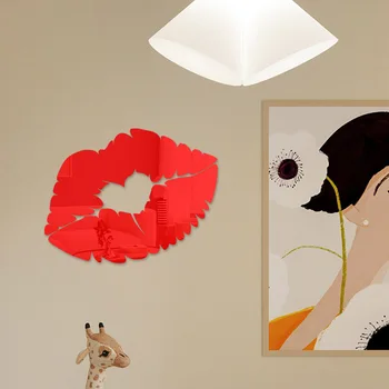 Секси стенни паста с червени устни, триизмерно акрилни самоклеящееся украса за спални, декорация за стена, декори за баня