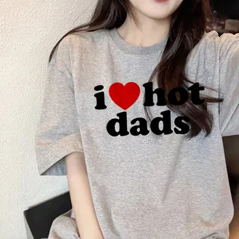 аз обичам тениска hot dads, женски японски тениски, женски дрехи с комиксами harajuku