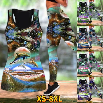Дамски Панталони за Йога, Праскова Задника, Быстросохнущий дишаща жилетка, комплект с принтом тялото XS-8XL