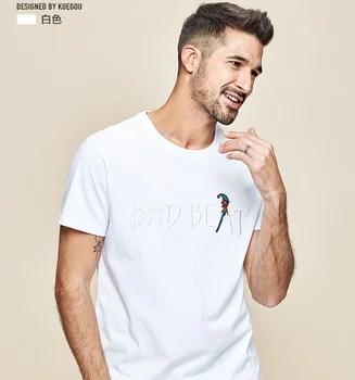 J0905 мъжка тениска с къс ръкав, мъжки памучен тениска с кръгло деколте и буквенной бродерия, тениска с къс ръкав.